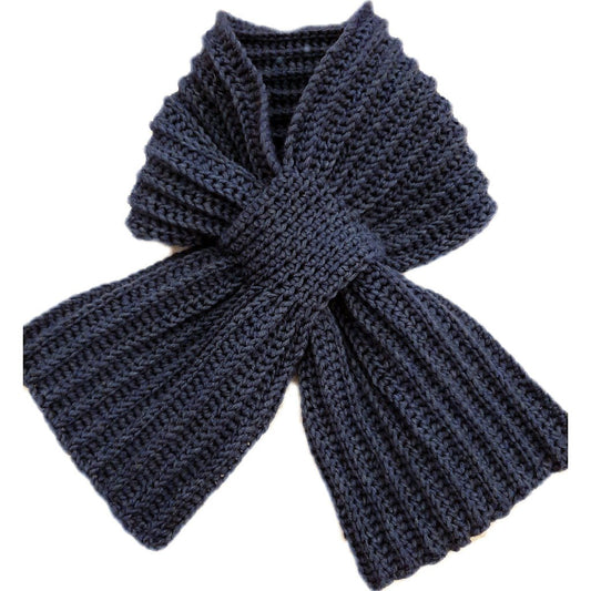 Sciarpa cravatta unisex artigianale uncinetto BLU - Elenaq Accessori & Co