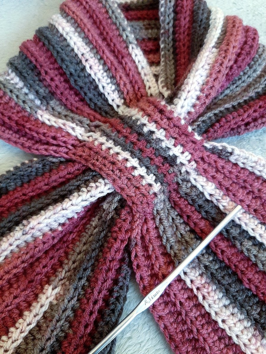 Sciarpa cravatta unisex artigianale uncinetto BURGUNDY MIX - Elenaq Accessori & Co