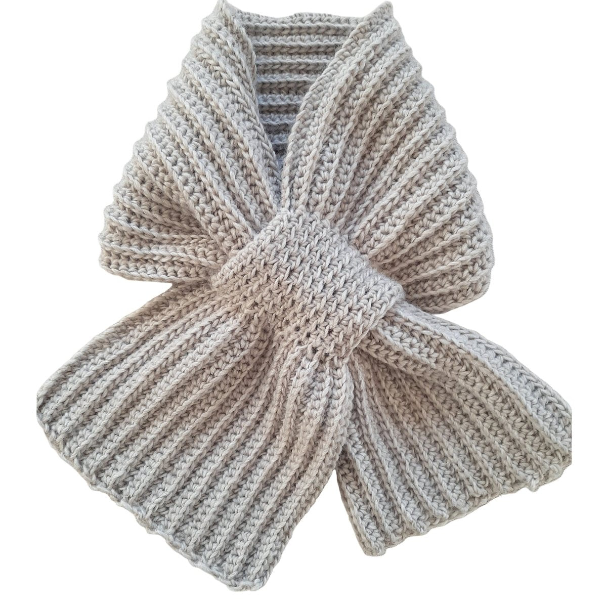 Sciarpa cravatta unisex artigianale uncinetto GRIGIO - Elenaq Accessori & Co