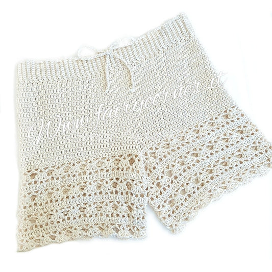 Shorts donna pizzo in cotone realizzati a mano - uncinetto - Elenaq Accessori & Co