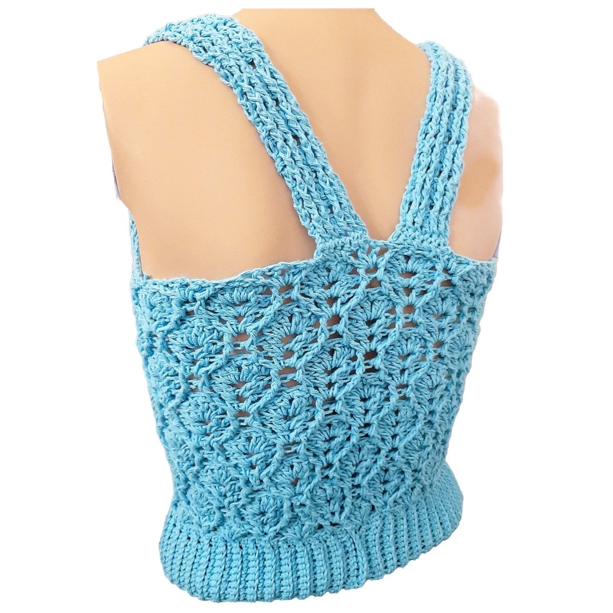 Top canotta donna artigianale realizzata all'uncinetto TURCHESE - Elenaq Accessori & Co