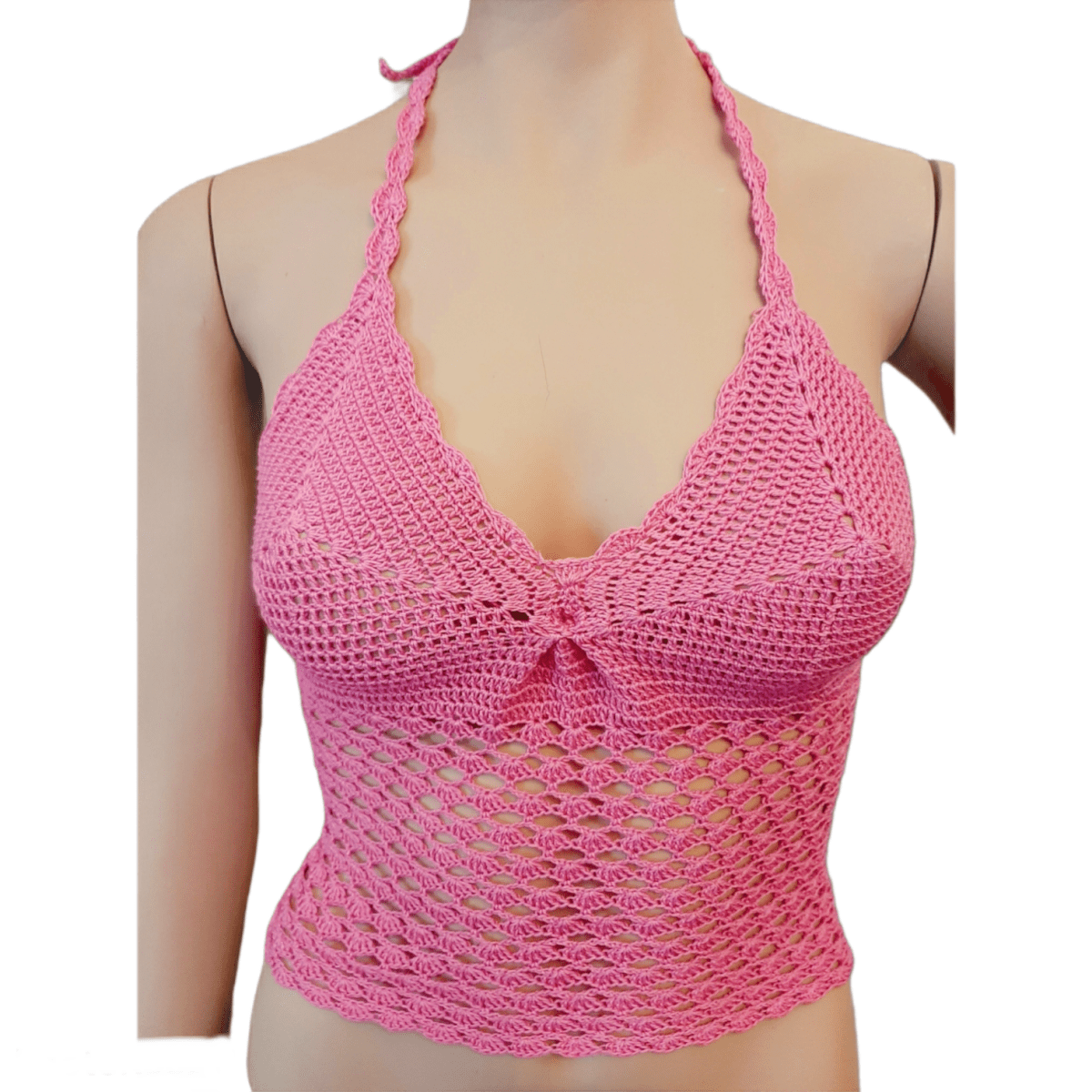 Top donna uncinetto schiena nuda 100% cotone tg S FUXIA - Elenaq Accessori & Co
